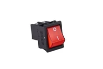 30*22mm Siyah Gövde 2NO Işıklı Korumalı Vidalı (0-I) Baskılı Kırmızı A14 Serisi Anahtar